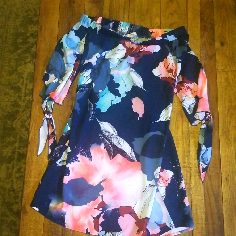 Colorful off the shoulder mini dress